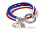 Preview: Wickelarmband blau weiß rot mit Rundkarabiner und Charm Peace und Kleeblatt Preview: Wickelarmband blau weiß rot mit Rundkarabiner und Charm Peace und Kleeblatt