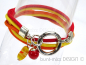 Preview: Wickelarmband orange gelb rot 3 Strang, Rundkarabiner, Millefiori Glasperle und rote Holzperle Charms Preview: Wickelarmband orange gelb rot 3 Strang, Rundkarabiner, Millefiori Glasperle und rote Holzperle Charms
