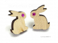 Preview: Hase Osterhase Ohrstecker bunny strass pink silber schwarz, Holz Ohrstecker natur AUSWAHL, by BuntMixxDesign