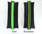 Preview: Mäppchen Kunstleder schwarz, Gummiband neon grün Streifen, A5 Kalender, A4 Ordner, handmade by BuntMixxDesign