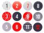 Preview: Adventskalenderzahlen 1-24 grau weiß rot, 4 cmSticker, Aufkleber