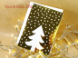 Mobile Preview: 5 Karten mit Umschlag, Weihnachtskarten, Klappkarte goldfarben glänzend, Tanne Tannenbaum