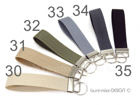Schlüsselanhänger, kurzes Schlüsselband, FARBE Auswahl, beige, sand, khaki, hellgrau,anthrazit, schwarz, by BuntMixxDESIGN