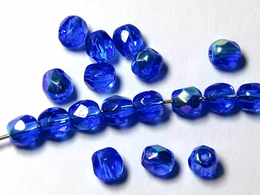 Glasperlen facettiert 4 mm ROYAL-blau 50 Stück
