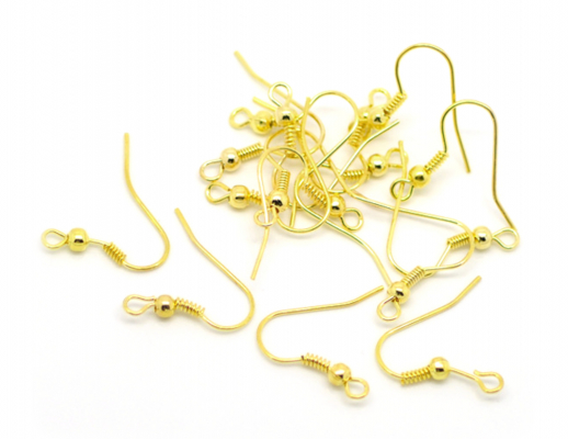 100 Ohrhaken Fischhaken Brisur goldfarben, earring hook gold tone, 50 pairs
