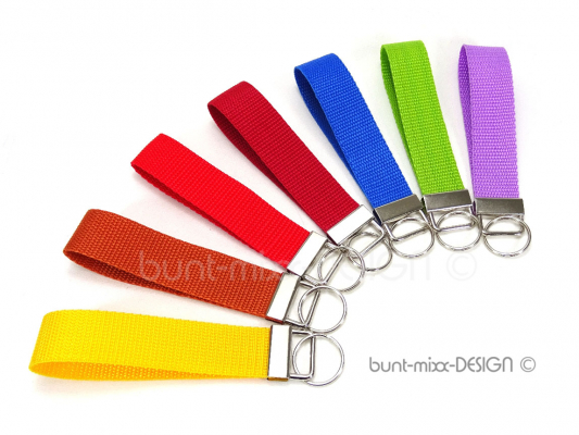 Schlüsselanhänger, kurzes Schlüsselband, FARBE Auswahl, gelb orange rot blau grün lila, by BuntMixxDESIGN
