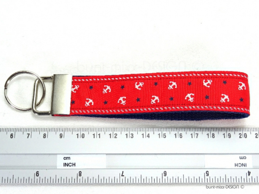 Schlüsselanhänger maritim Anker Sterne rot blau weiß, Schlüsselband Geschenk Männer Frauen Kinder, handmade by BuntMixxDesign
