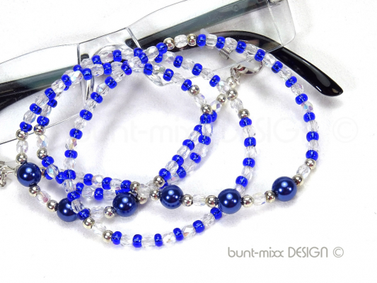 Brillenkette Maskenkette royalblau blau, eyeglas chain, Maskenkette 2 Karabiner, handmade by BuntMixxDESIGN