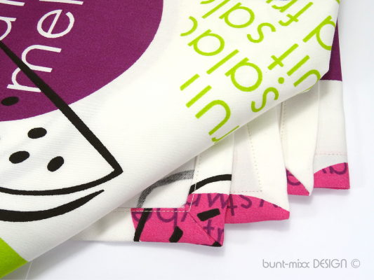 Tischdecke, lemon-green lila pink, quadrat Tischtuch, Balkon Garten, table cloth, fruits, 52x52", Party, home deko, Mitteldecke