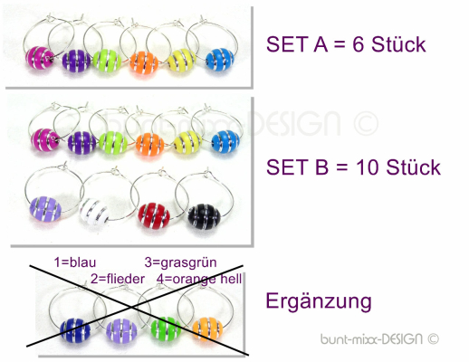 Preview: glasmarkierer-bunte Acrylperlen, Weinglas