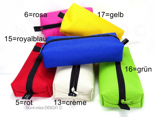 Stiftemäppchen, Federmäppchen, Universaltasche, Schlamper, viele Farben, Kastenform, boxy bag, by BuntMixxDesign