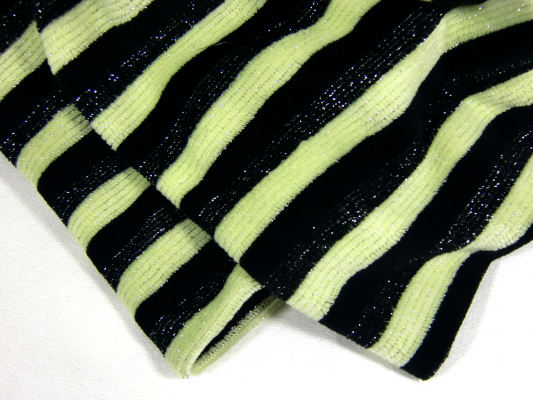 Loop schwarz limone-grün mit Glitzerfaden, Schlauchschal Baumwollsamt, bunt-mixx-DESIGN