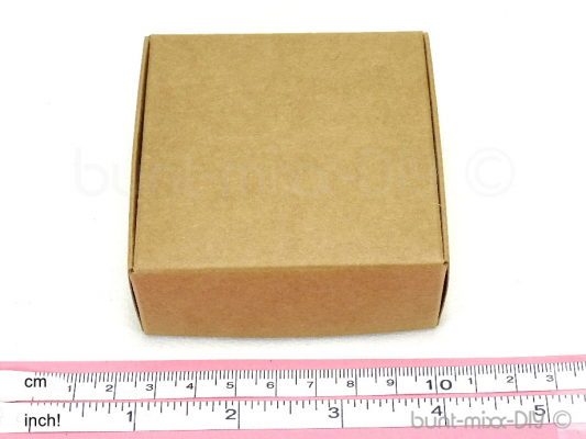 Schachtel Geschenkbox, Gr. M Faltschachteln 7x7x3 cm Kraftpapier Karton, Hochzeit Gastgeschenk Adventskalender