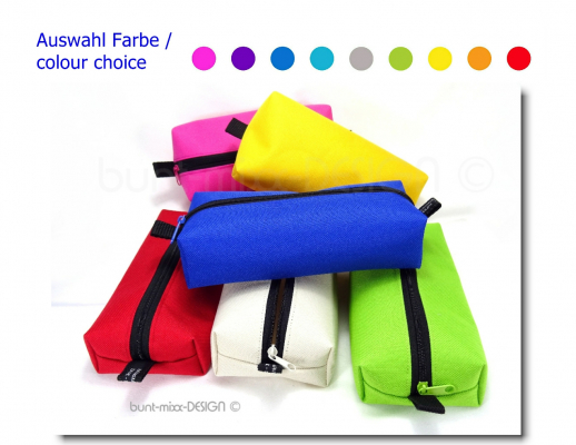 Stiftemäppchen, Federmäppchen, Universaltasche, Schlamper, viele Farben, Kastenform, boxy bag, by BuntMixxDesign