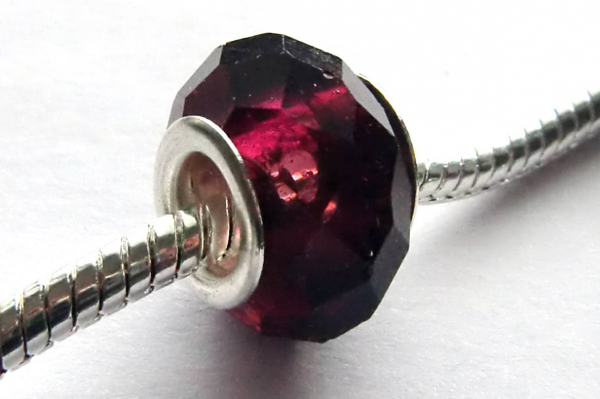 Modulperle dunkel - AMETHYST Glas Großlochperle