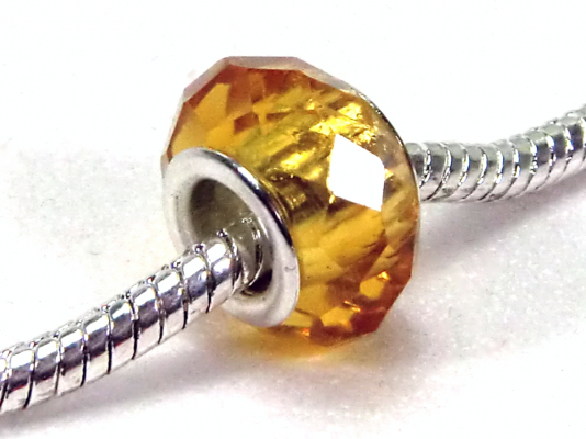 Modulperle bernstein-farben amber Großlochperle