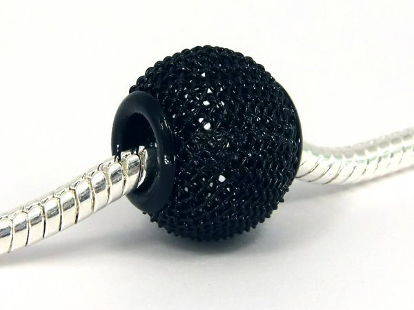 Modulperle schwarz black Netzperle Großlochperle