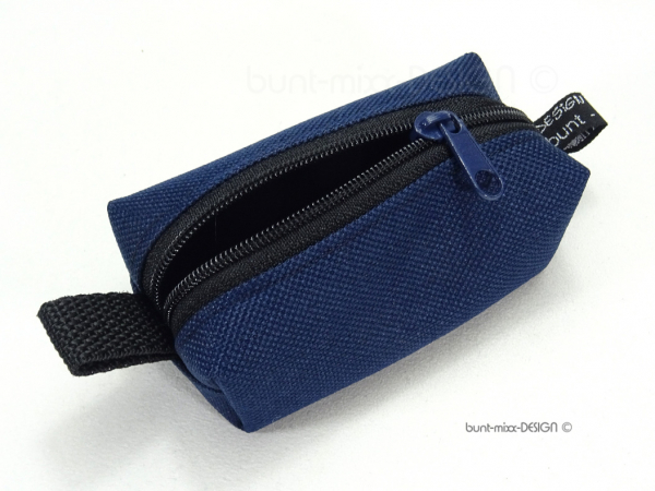 Schlüsselanhänger Minitasche dunkelBLAU marineblau, boxybag, handmade BuntMixxDESIGN