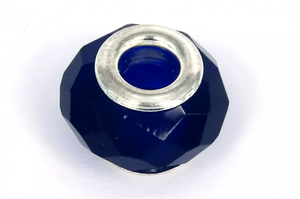 Modulperle DUNKELBLAU Glas facettiert Großlochperle