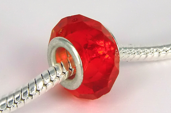Modulperle ROT Glas facettiert Großlochperle