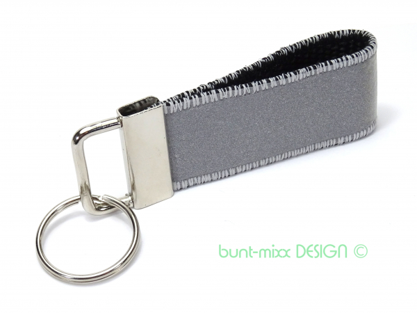 Schlüsselband Reflexband, schwarz silberfarben, reflektierend, bunt-mixx-DESIGN