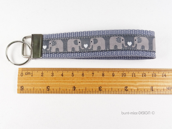 Schlüsselanhänger Elefant grau mit Herz, Schlüsselring, handmade by BuntMixxDESIGN