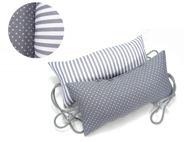 SET 2 Stück Türstopper grau-weiß Streifen, mini Pünktchen, scandi stil, Puffer für Türklinke, mit Kordelstopper, handmade by BuntMixxDESIGN