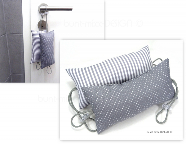 SET 2 Stück Türstopper grau-weiß Streifen, mini Pünktchen, scandi stil, Puffer für Türklinke, mit Kordelstopper, handmade by BuntMixxDESIGN