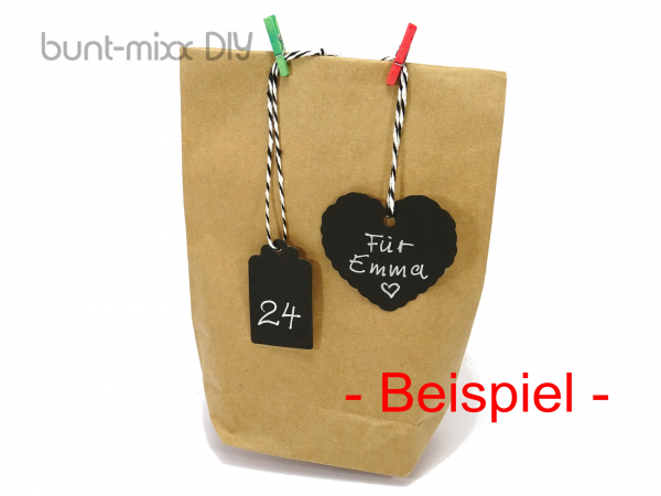 25 Tags Anhänger HERZ Kraftpapier Geschenkanhänger schwarz