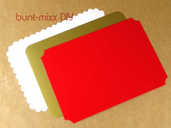 6 Karten Selbergestalten rot goldfarben weiß, Grußkarten mit Umschlag