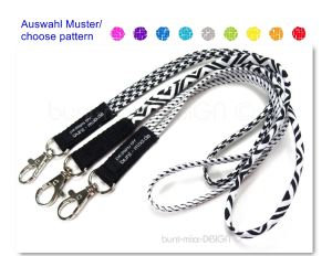 Schlüsselband schwarz weiß, Schlüsselfinder Schlüsselanhänger lang mit Karabiner, Hahnentritt, ethno