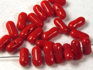 Glasperlen rot, Tönnchen quer gebohrt, böhmische Glasperle opak